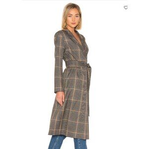 Lovers + Friends XXS Tove Wrap Coat Plaid Double-Breasted Belted Trench Coat